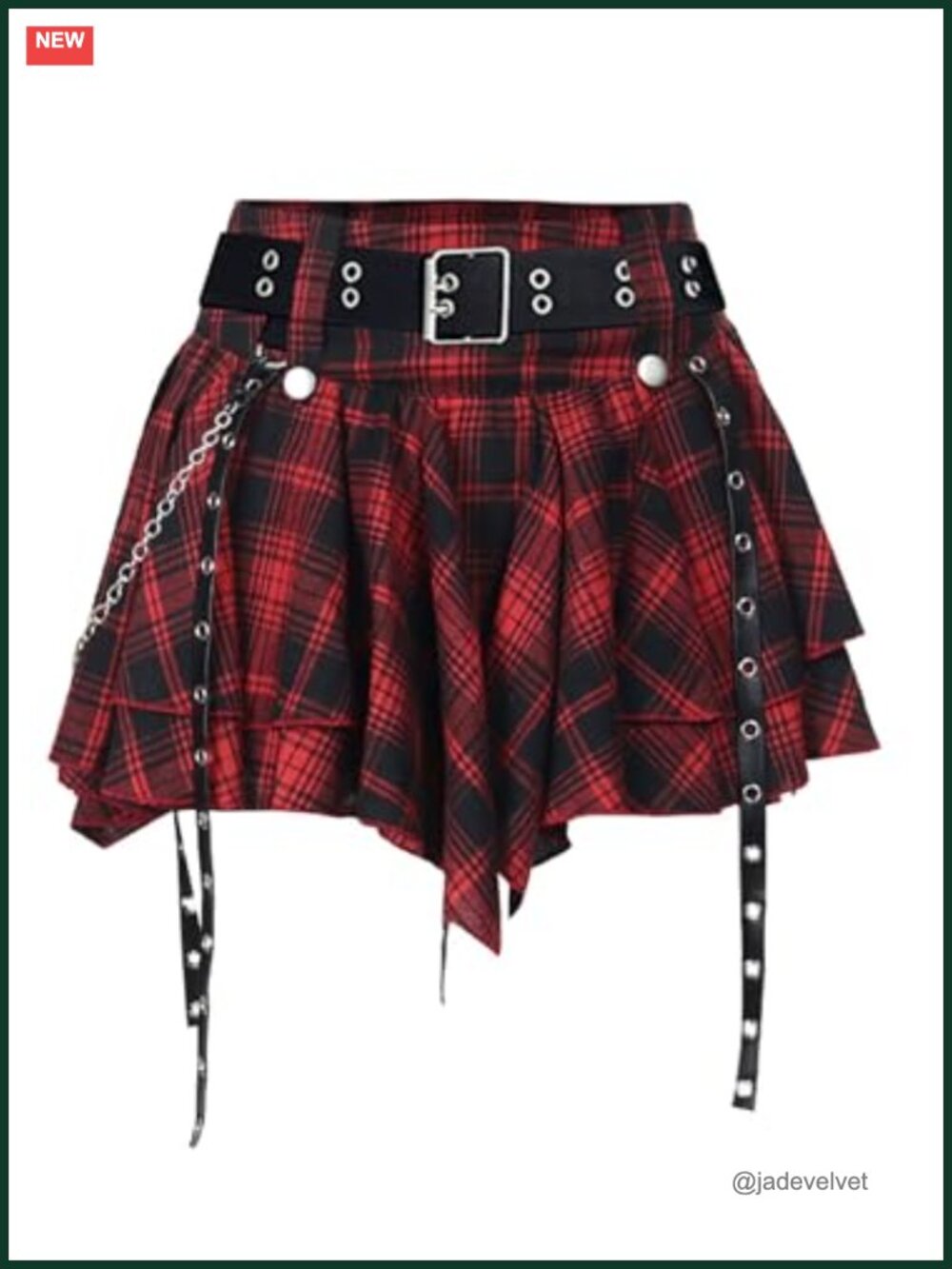 Women's Goth Plaid Pleated Mini Skirt A-Line High Rise Y2K Punk Cosplay